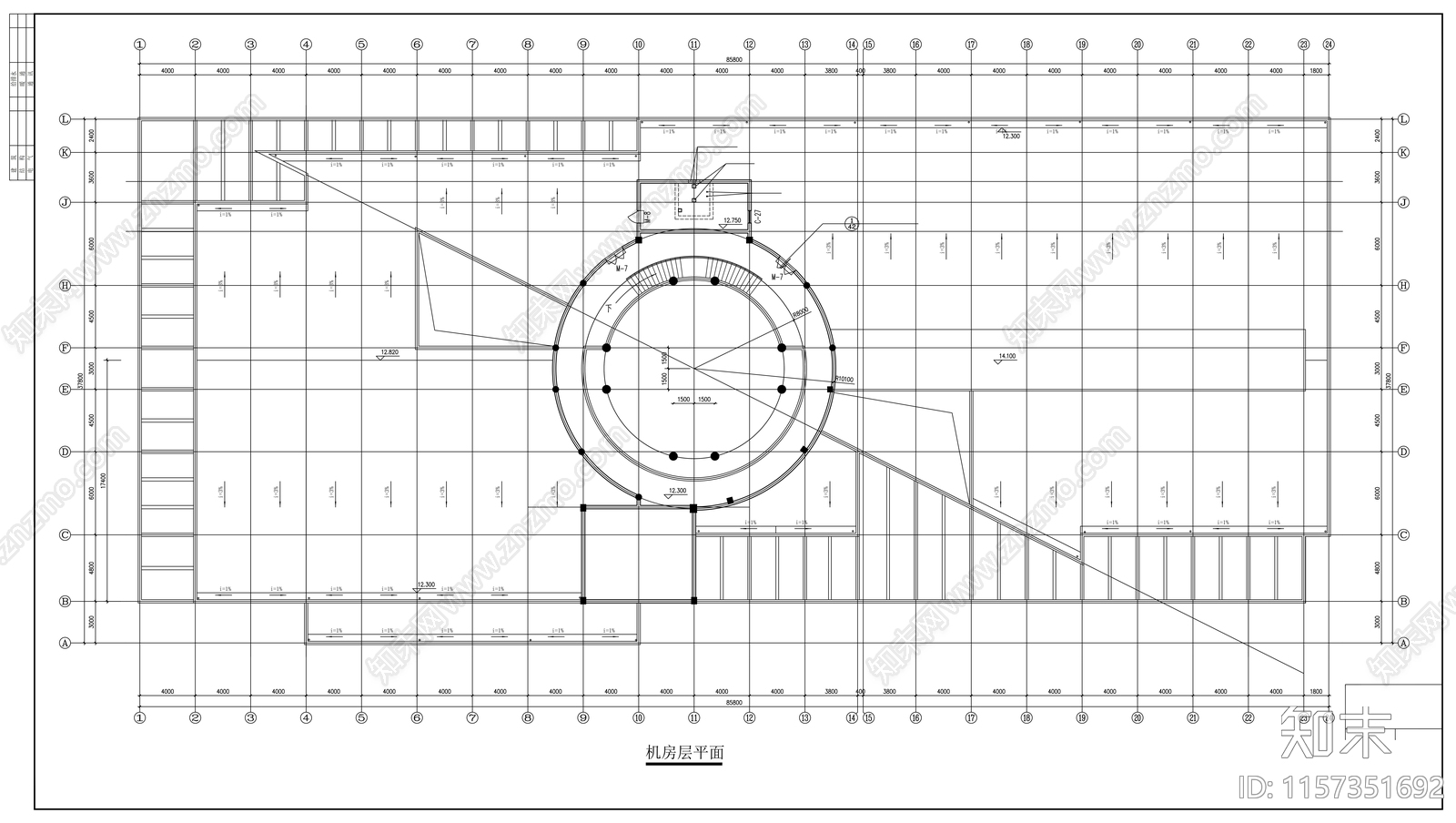 三层现代办公楼建cad施工图下载【ID:1157351692】