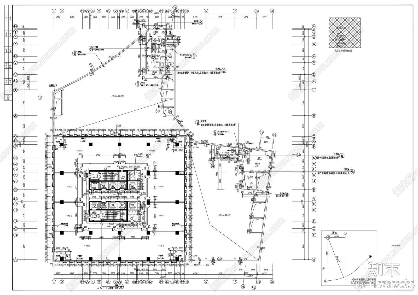 三十层商业写字楼建cad施工图下载【ID:1157352005】