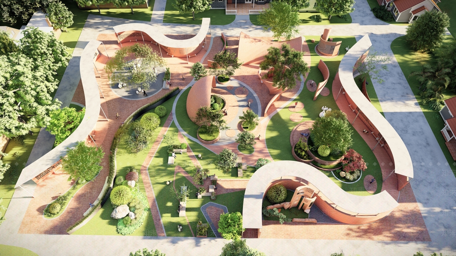 现代砖窑文化广场SU模型下载【ID:1157352574】