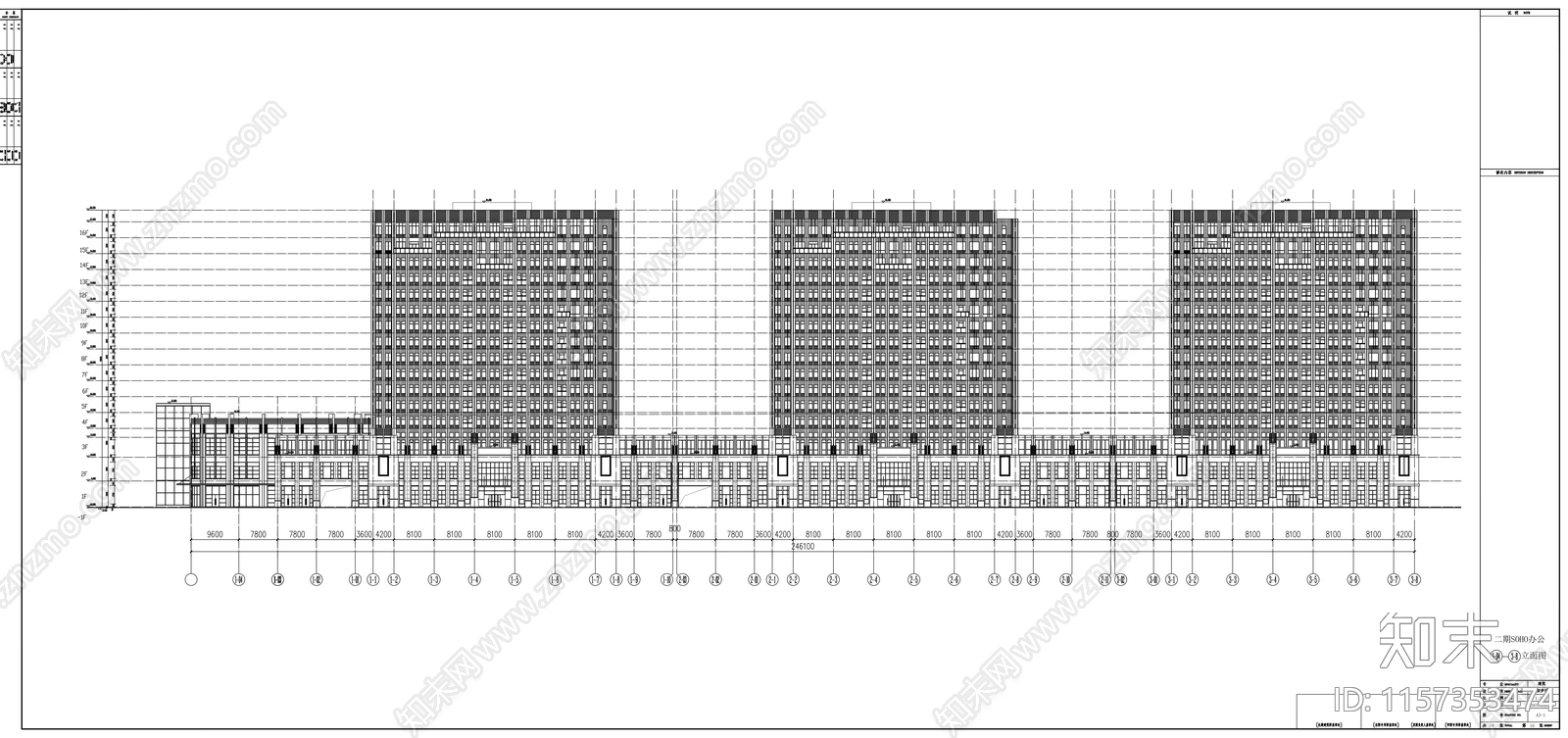 十六层SOHO办公楼建筑cad施工图下载【ID:1157353474】