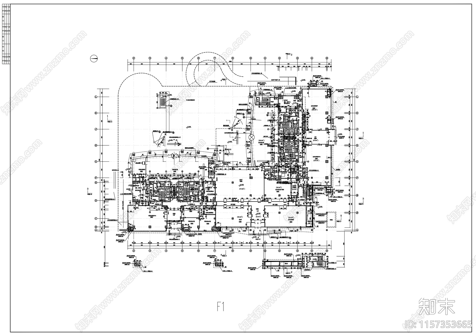 十三层通信指挥楼建cad施工图下载【ID:1157353665】