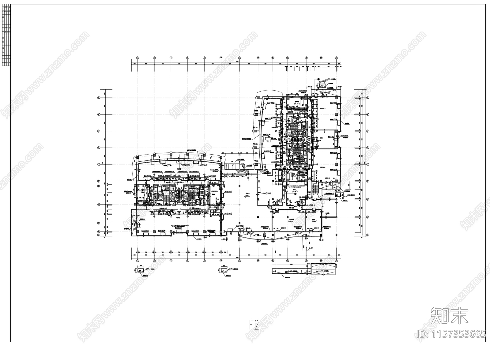 十三层通信指挥楼建cad施工图下载【ID:1157353665】