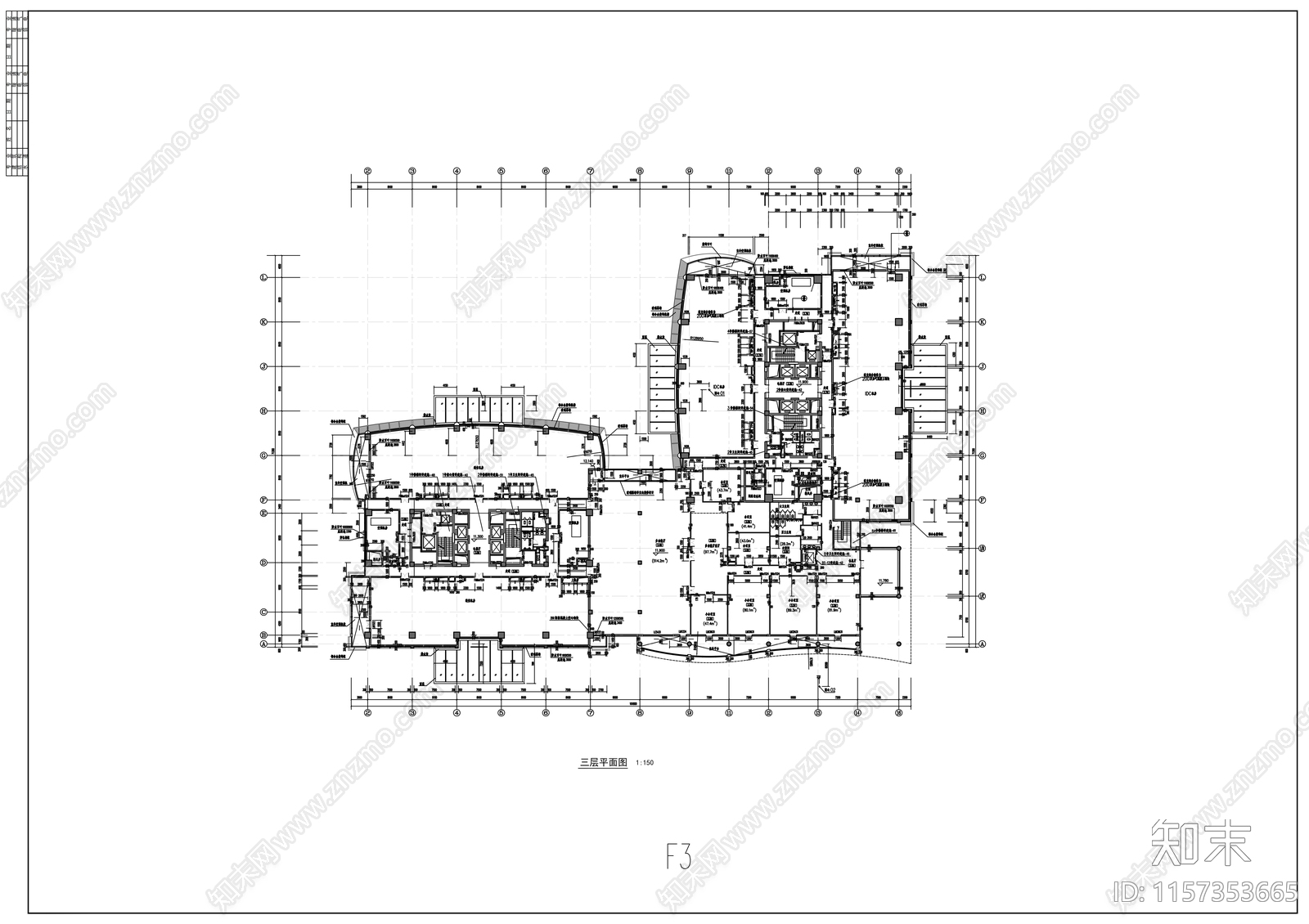 十三层通信指挥楼建cad施工图下载【ID:1157353665】