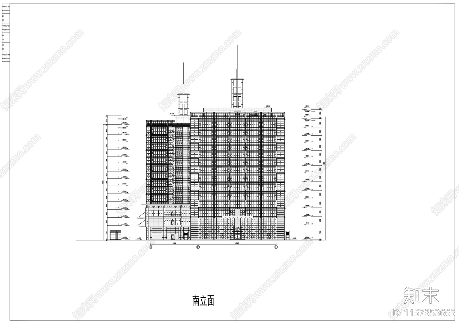 十三层通信指挥楼建cad施工图下载【ID:1157353665】