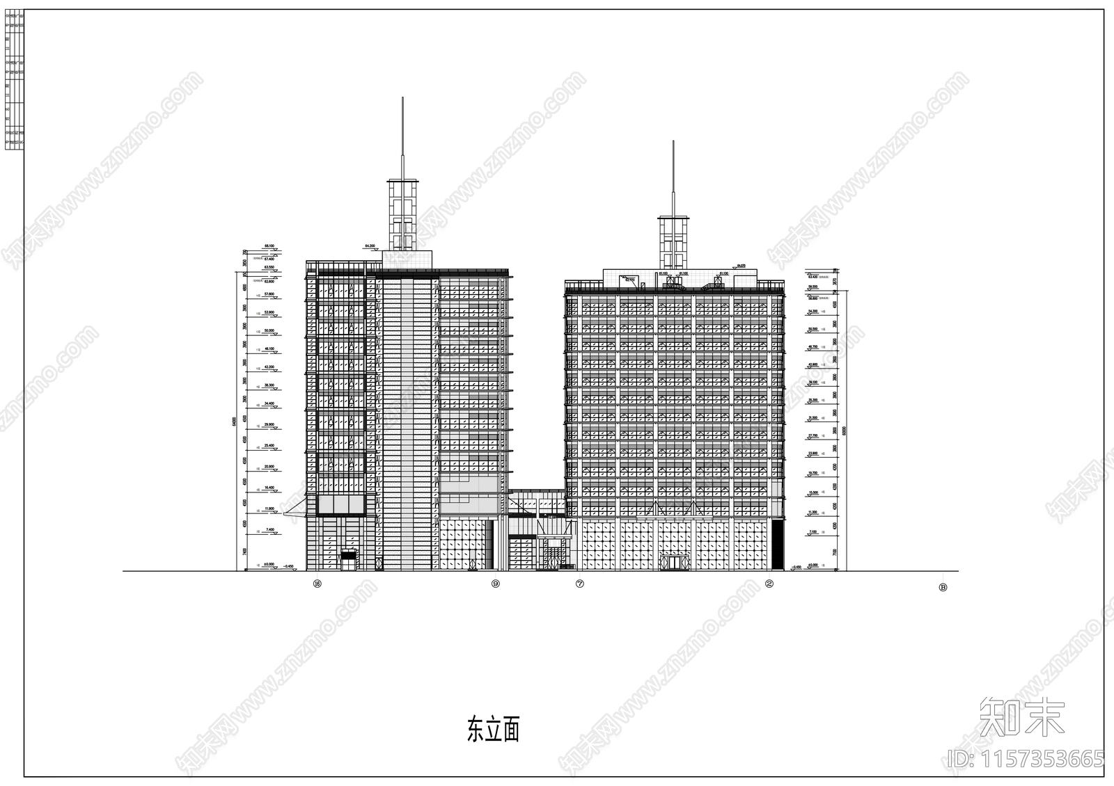 十三层通信指挥楼建cad施工图下载【ID:1157353665】