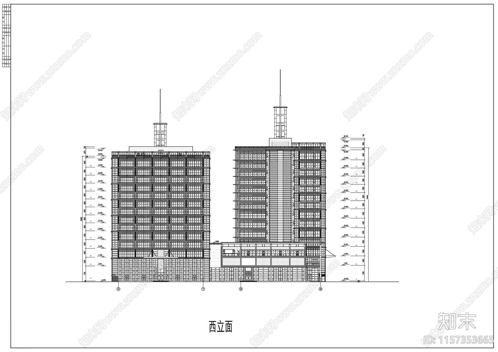 十三层通信指挥楼建cad施工图下载【ID:1157353665】