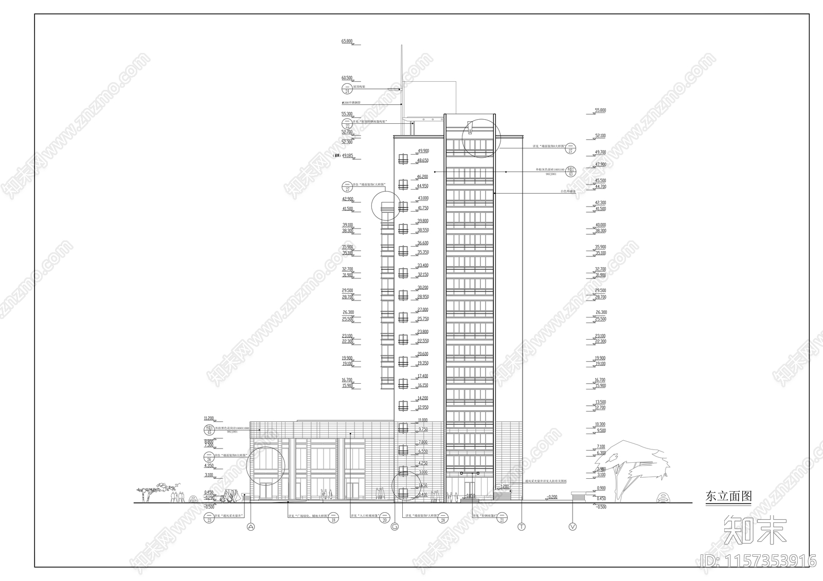 十五层某办公楼建cad施工图下载【ID:1157353916】