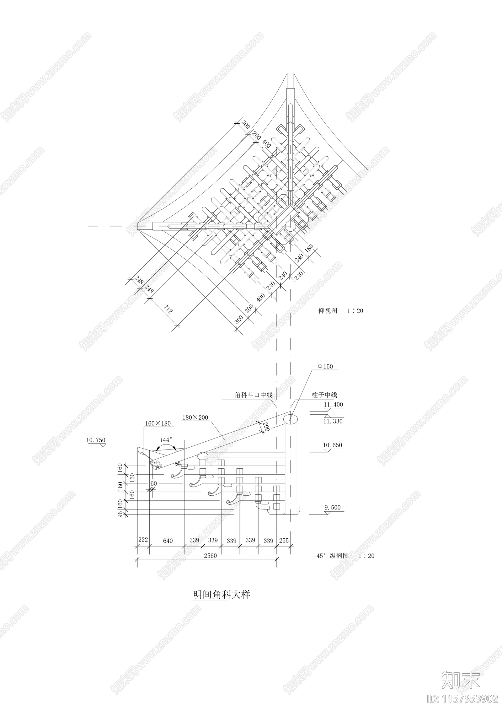 古建牌楼设计cad施工图下载【ID:1157353902】