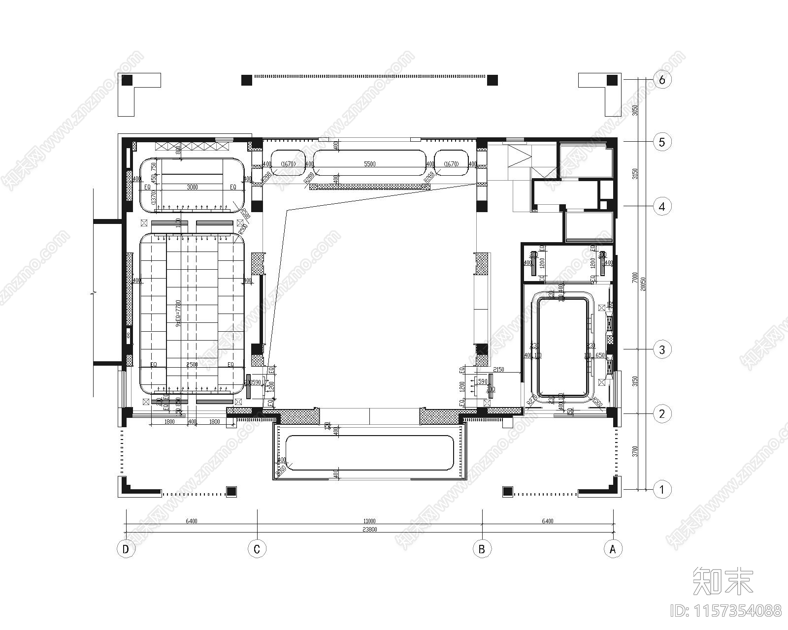 苏州某现代轻奢售楼cad施工图下载【ID:1157354088】