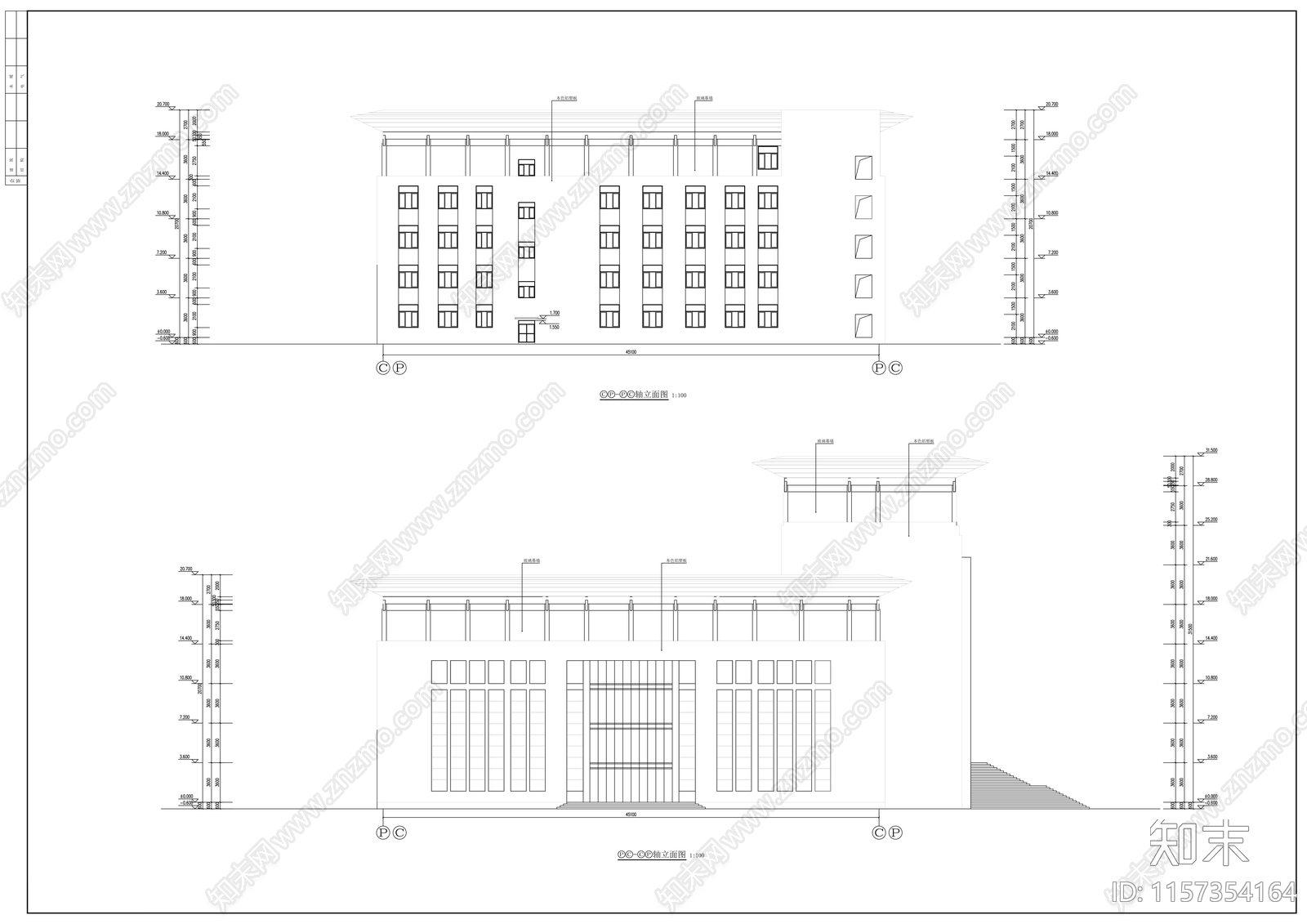 市法院办公楼建cad施工图下载【ID:1157354164】