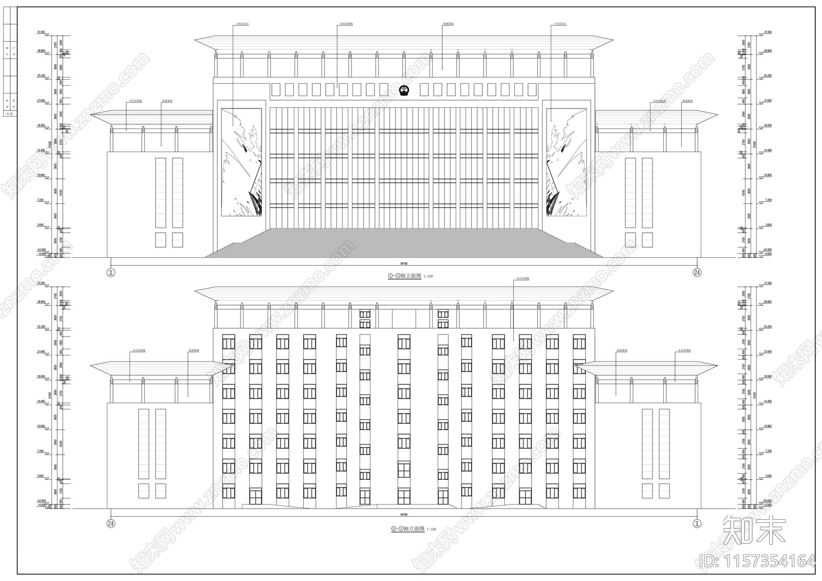 市法院办公楼建cad施工图下载【ID:1157354164】