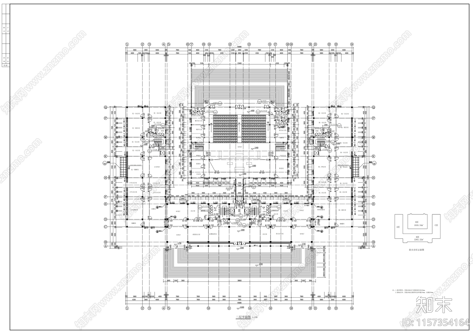 市法院办公楼建cad施工图下载【ID:1157354164】