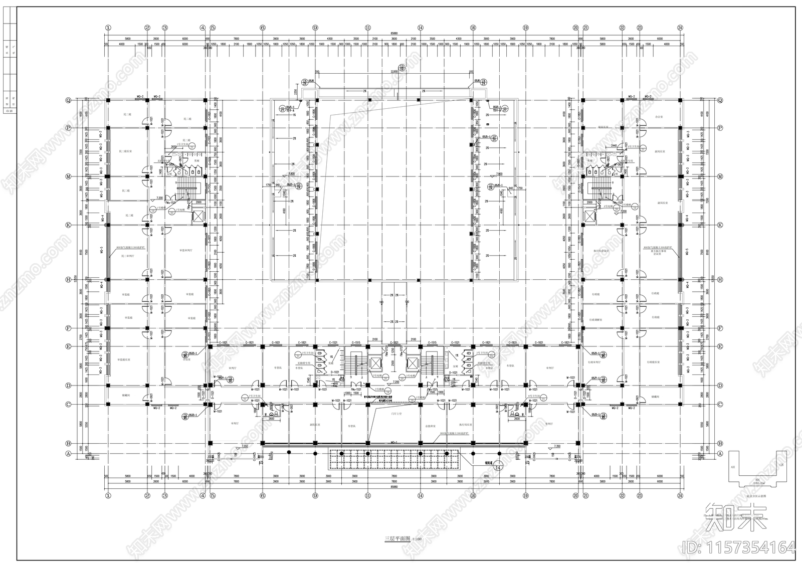 市法院办公楼建cad施工图下载【ID:1157354164】