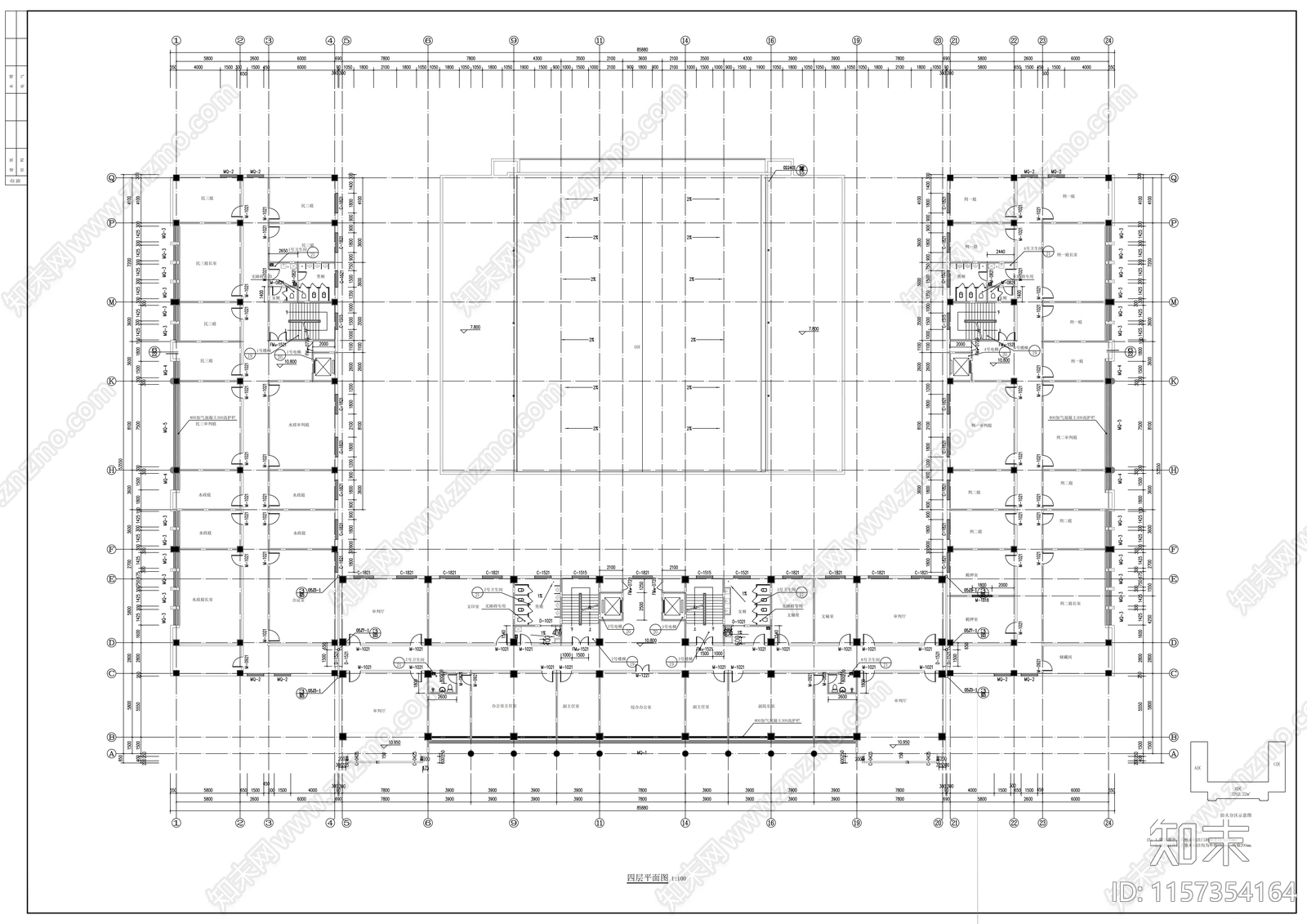 市法院办公楼建cad施工图下载【ID:1157354164】