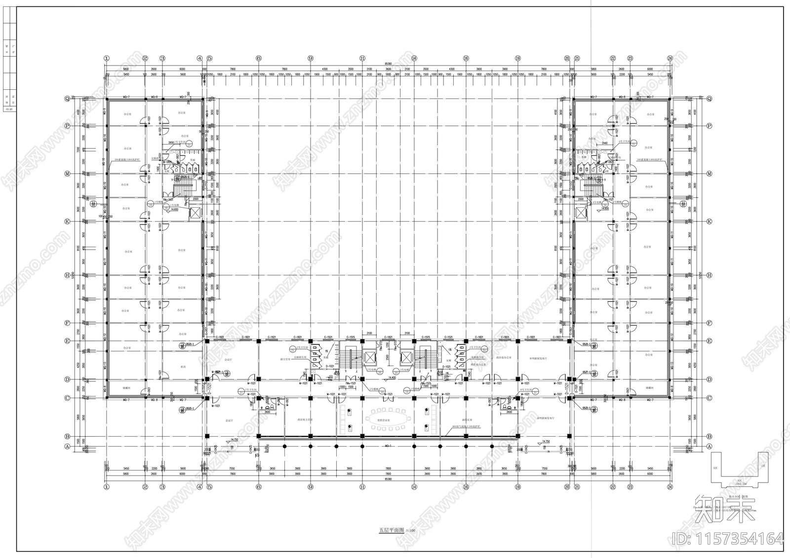 市法院办公楼建cad施工图下载【ID:1157354164】