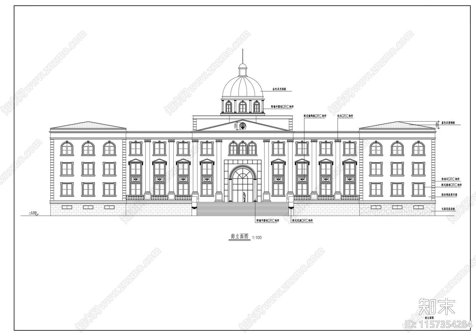 市公安局三层办公大楼建cad施工图下载【ID:1157354284】