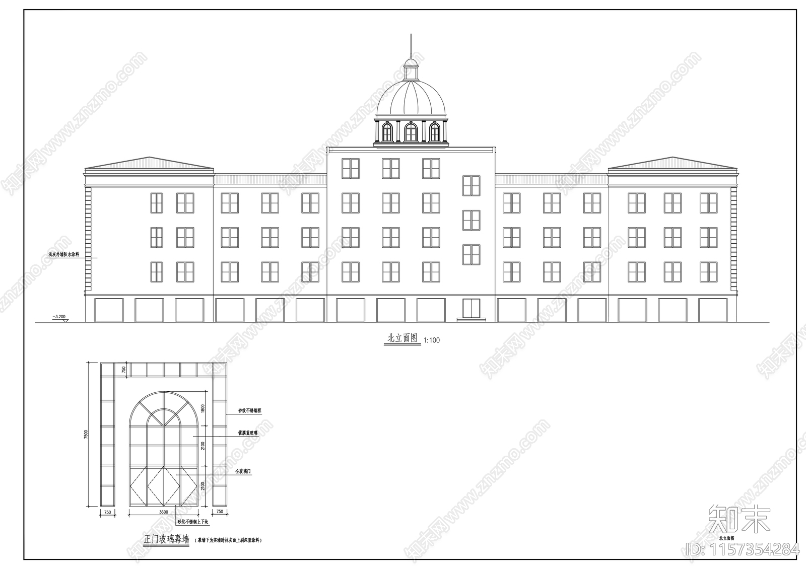 市公安局三层办公大楼建cad施工图下载【ID:1157354284】