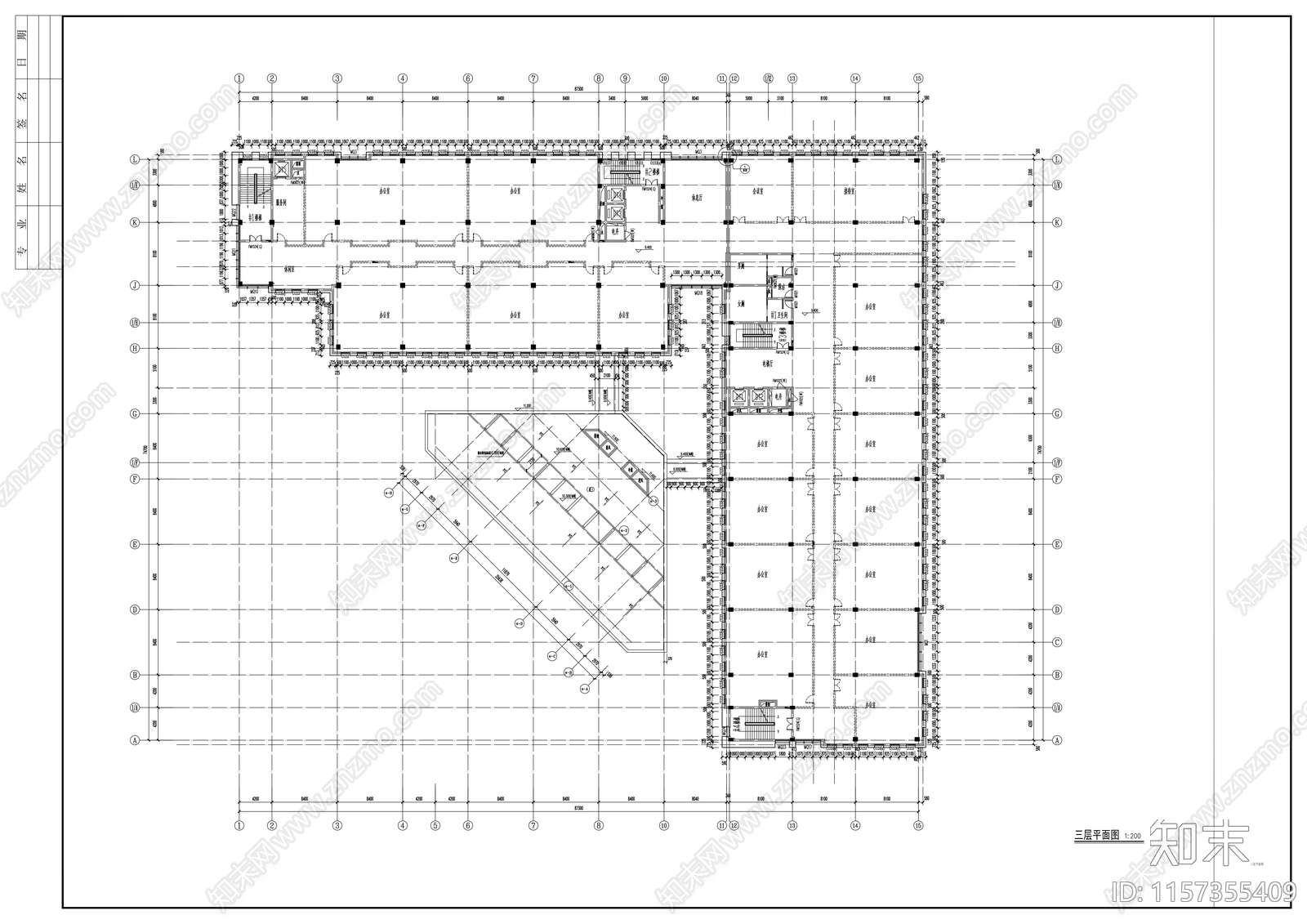 五层商务办公楼玻璃及石材幕cad施工图下载【ID:1157355409】