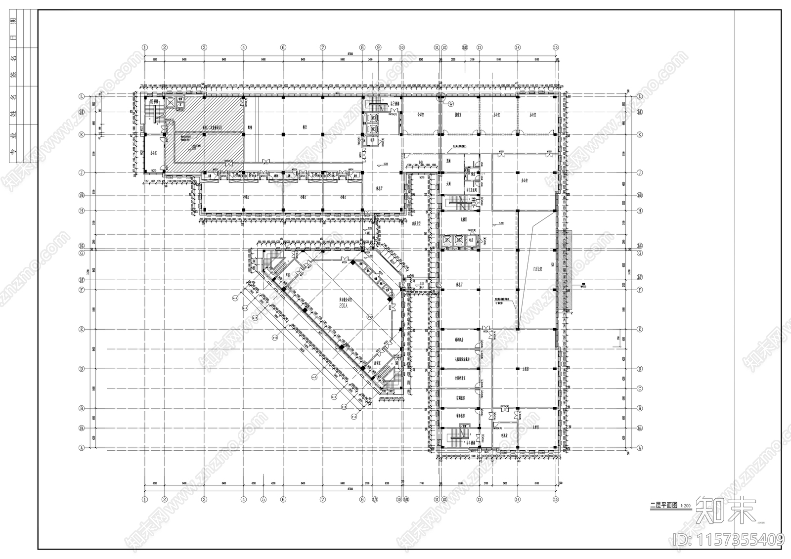 五层商务办公楼玻璃及石材幕cad施工图下载【ID:1157355409】