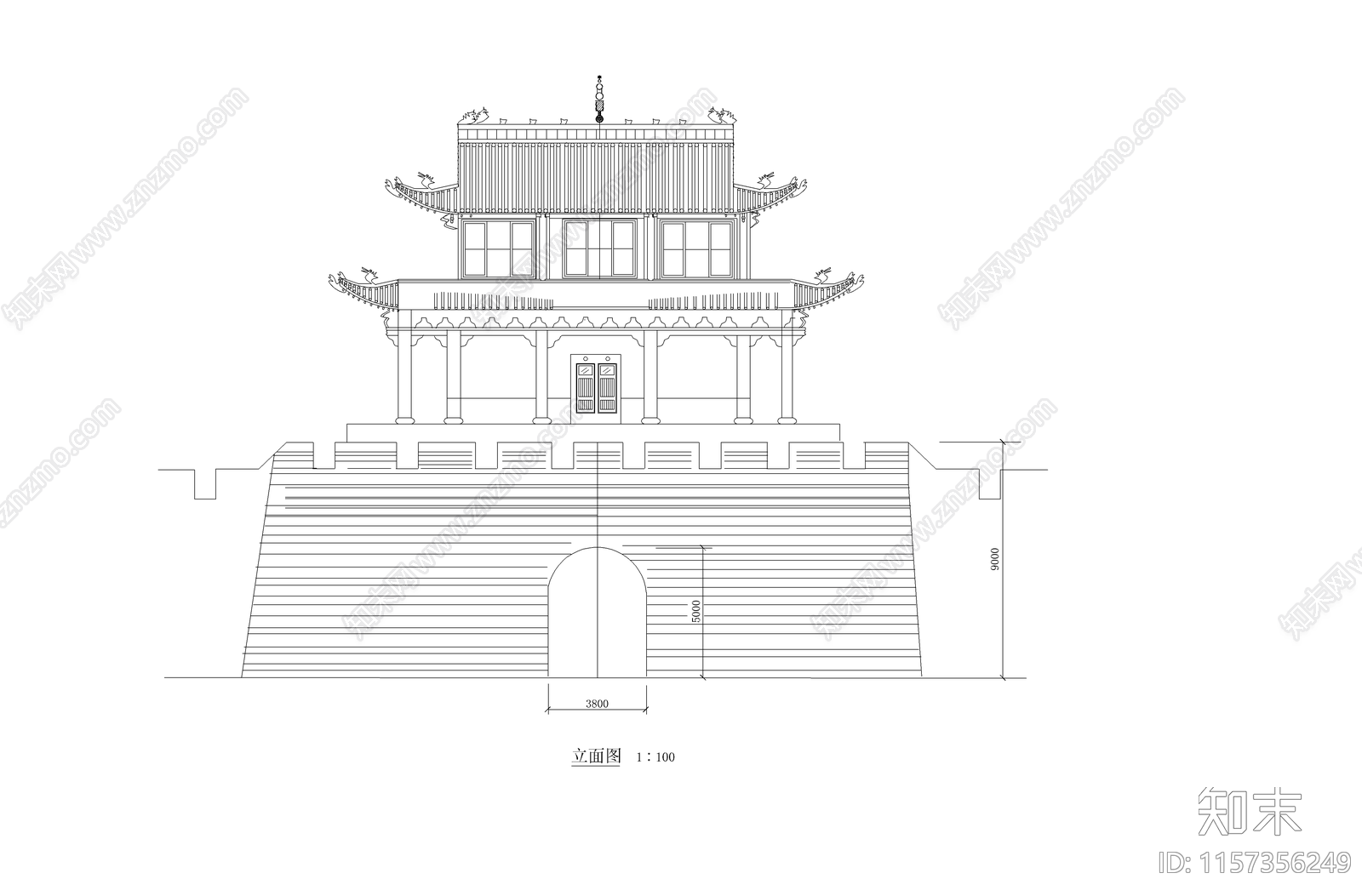 中国古建建筑cad施工图下载【ID:1157356249】