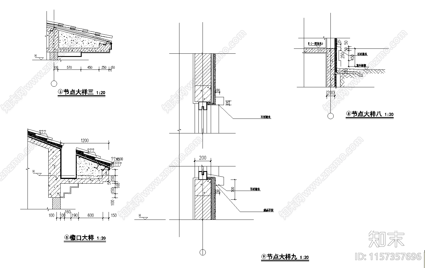 欧式建筑三cad施工图下载【ID:1157357696】