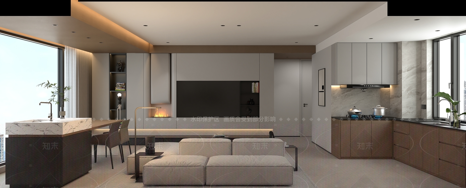 现代家居客厅SU模型下载【ID:1216055601】