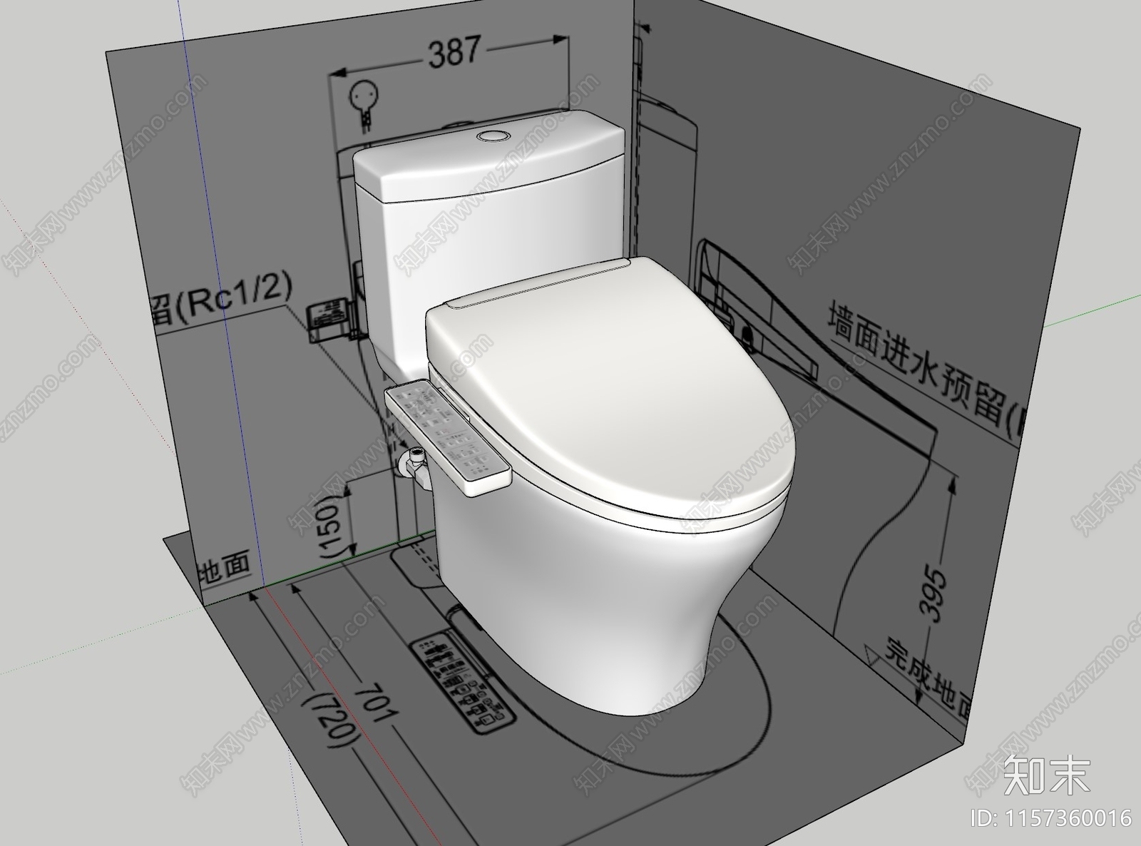 卫生间智能马桶普通马桶SU模型下载【ID:1157360016】