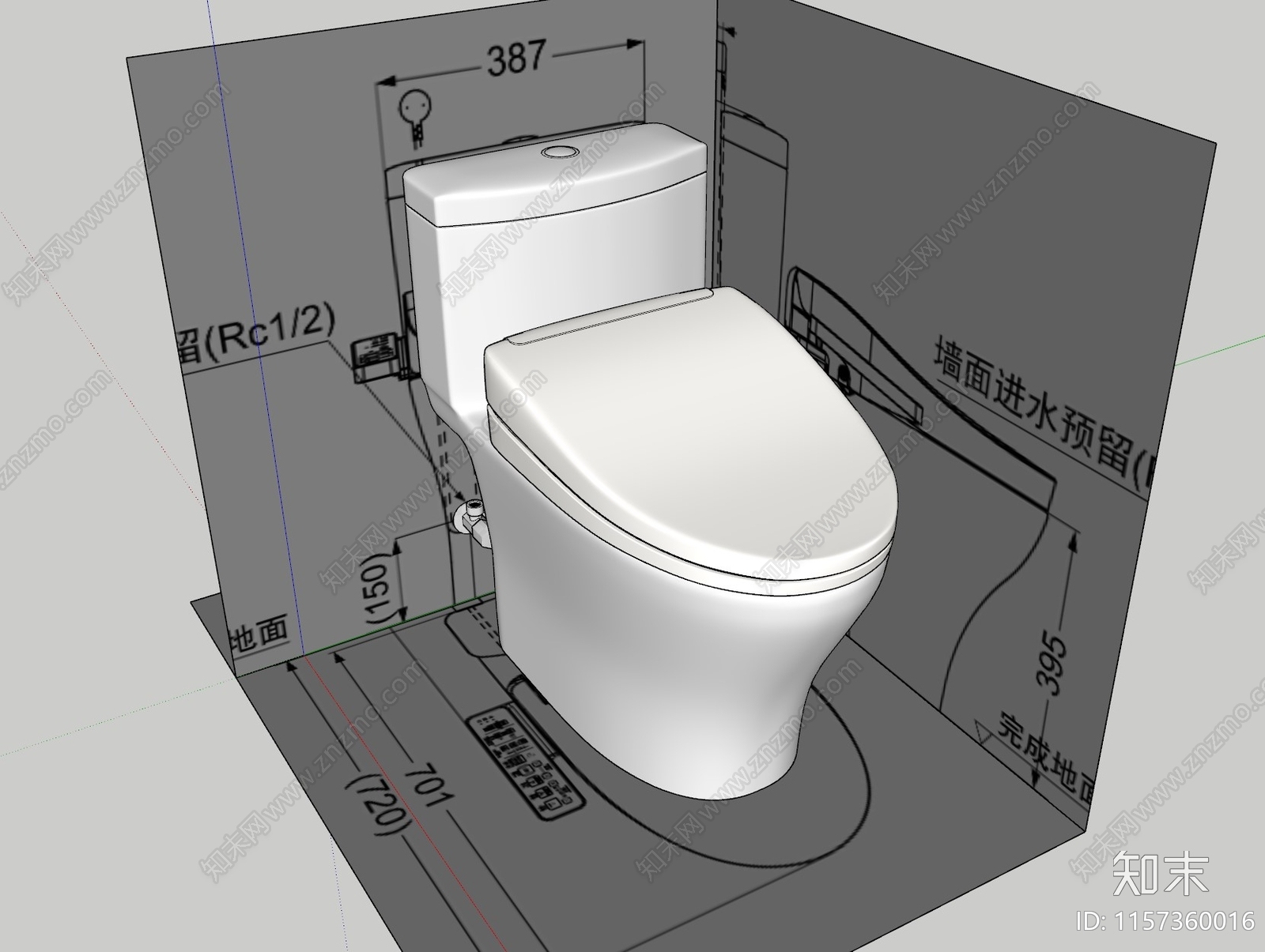 卫生间智能马桶普通马桶SU模型下载【ID:1157360016】