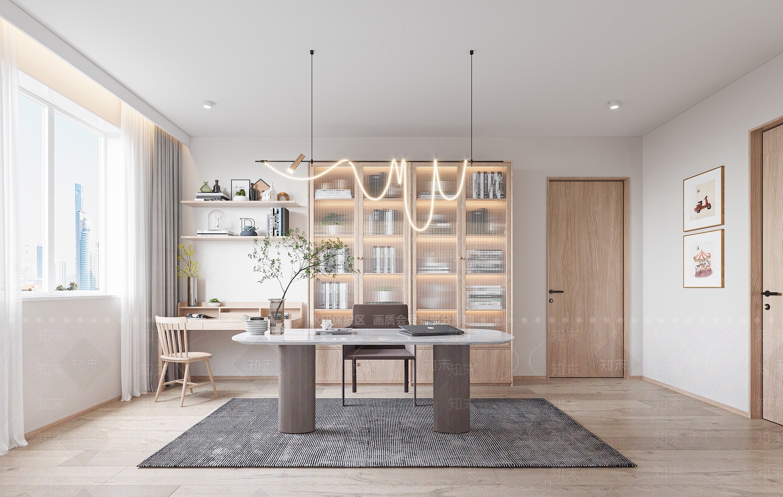 北欧书房3D模型下载【ID:1157362159】