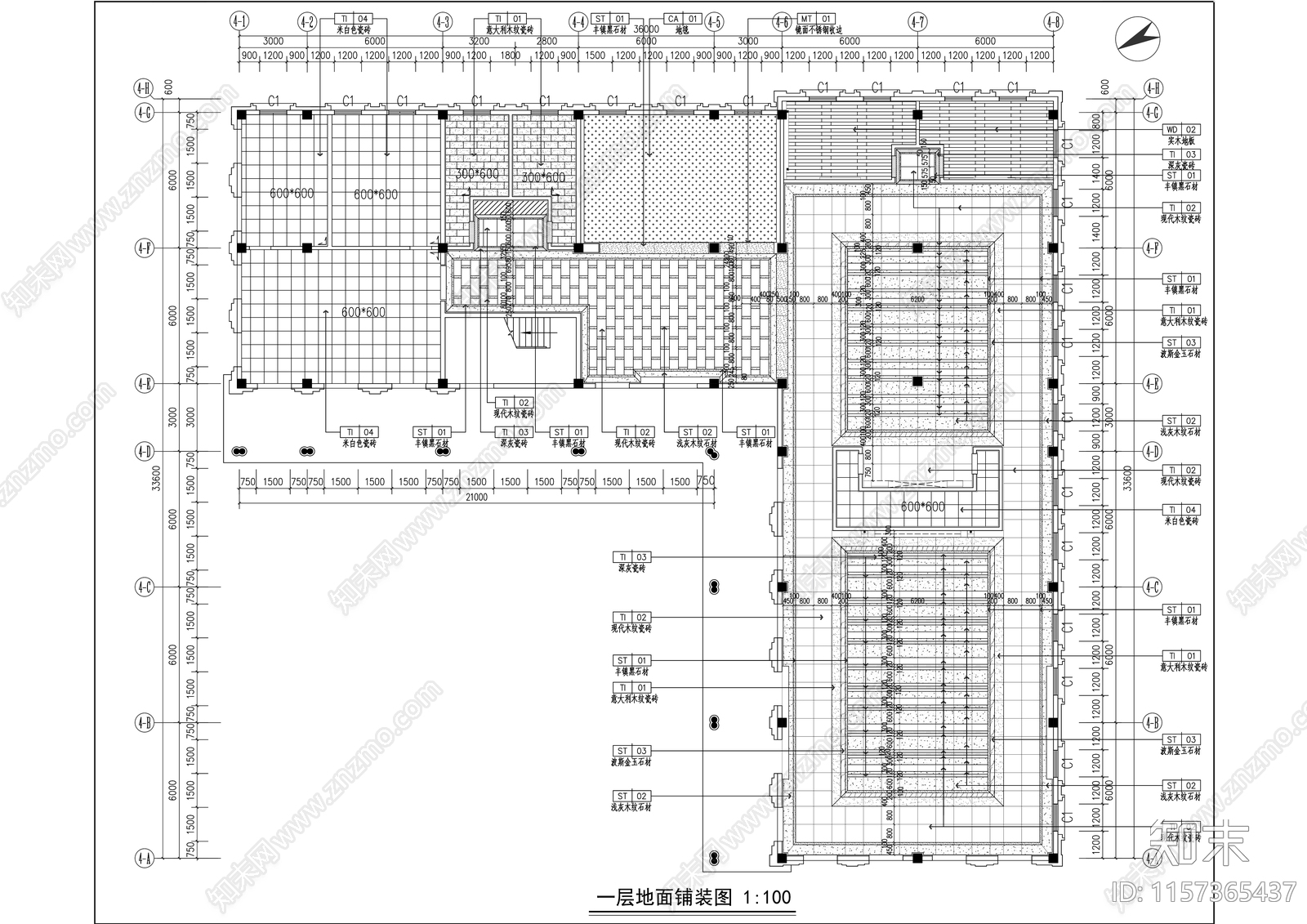 现代轻奢住宅售楼处室内精装修cad施工图下载【ID:1157365437】