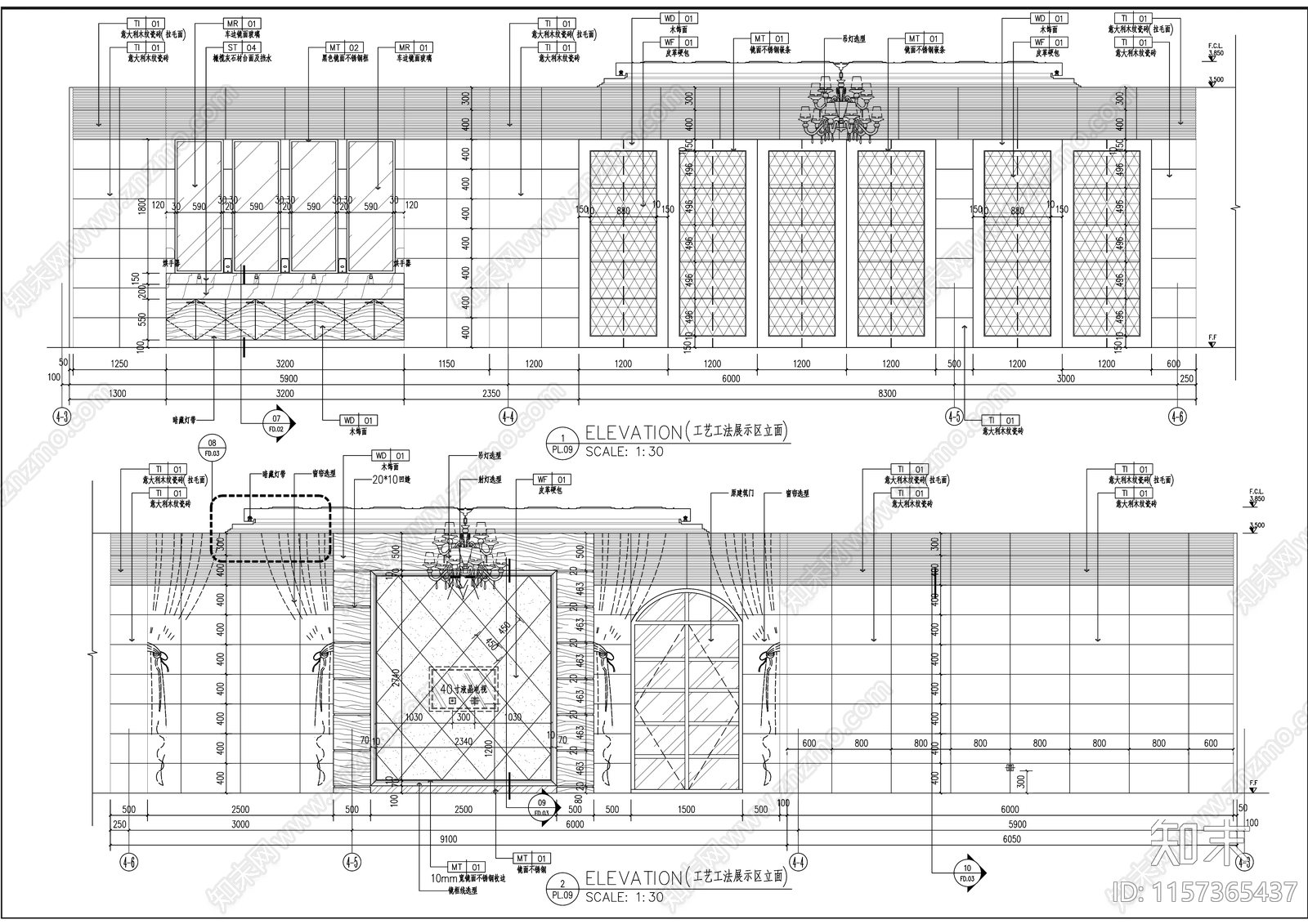 现代轻奢住宅售楼处室内精装修cad施工图下载【ID:1157365437】