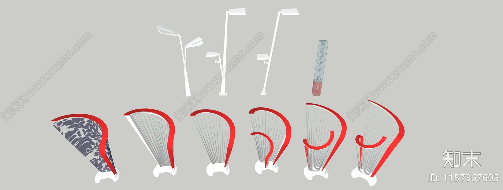 现代特色景观灯柱SU模型下载【ID:1157367605】