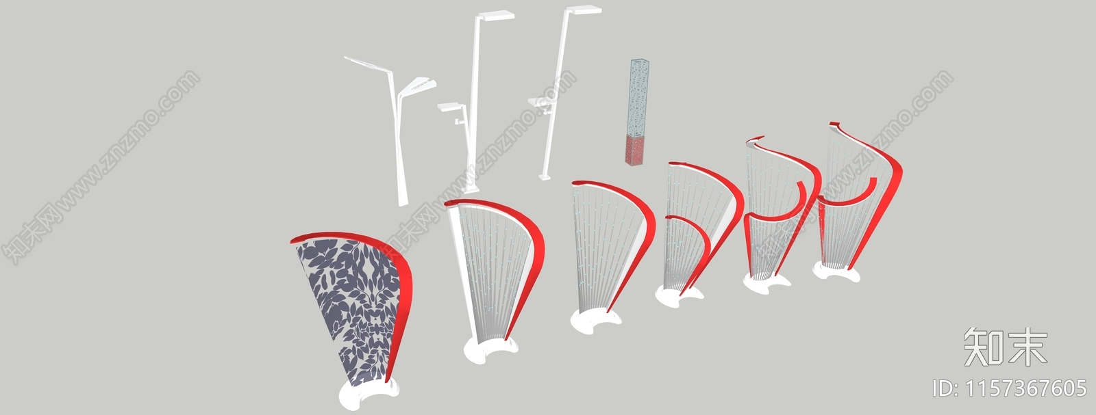 现代特色景观灯柱SU模型下载【ID:1157367605】