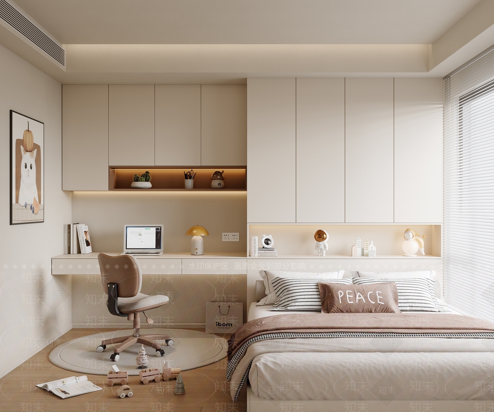 现代儿童榻榻米卧室3D模型下载【ID:1157368556】