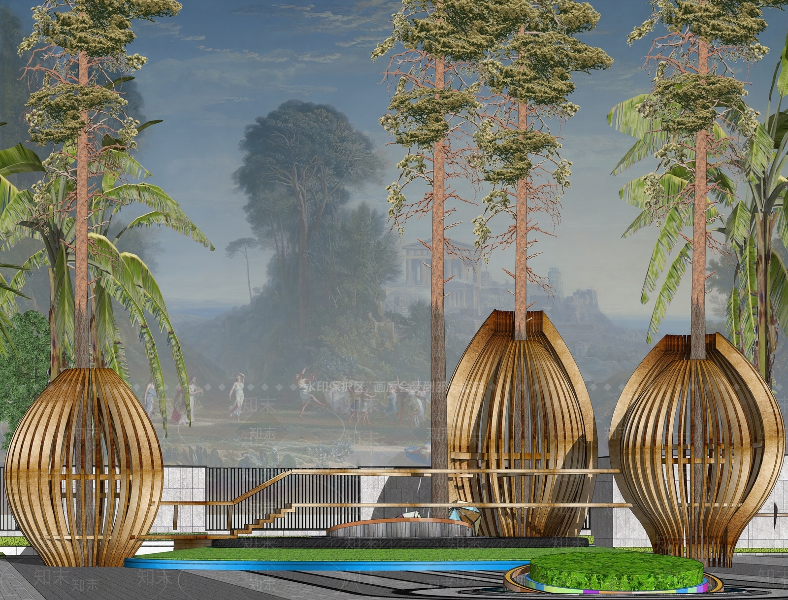 现代果核造型鸟笼廊架SU模型下载【ID:1157369251】