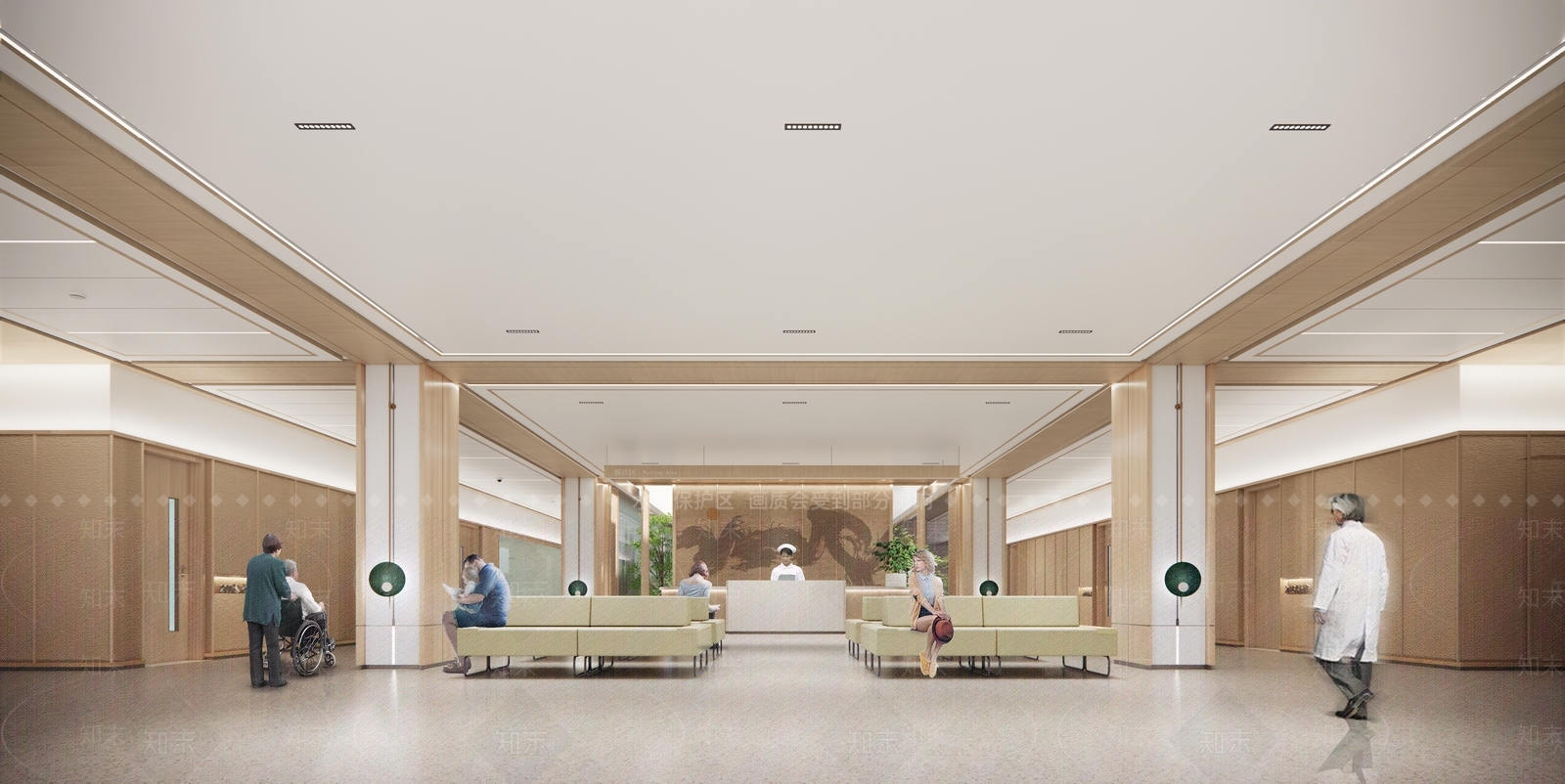 新中式医院候诊区SU模型下载【ID:1157370092】