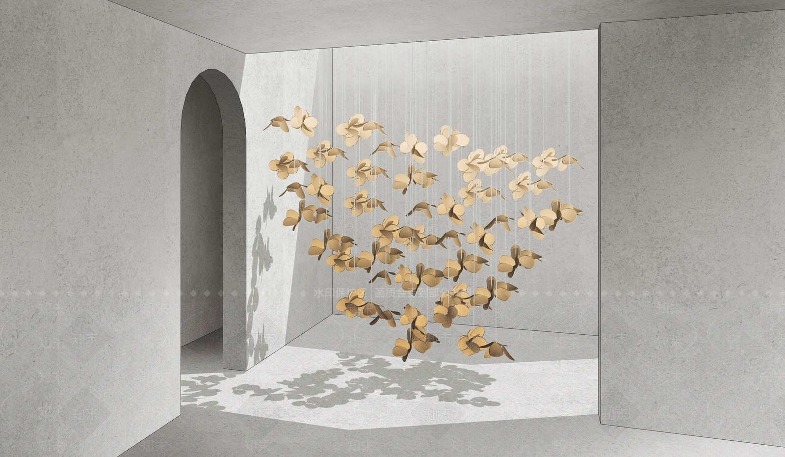 现代艺术花瓣吊件SU模型下载【ID:1157370156】