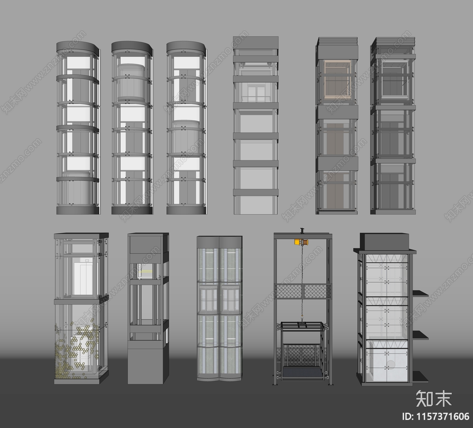 现代玻璃观光电梯SU模型下载【ID:1157371606】