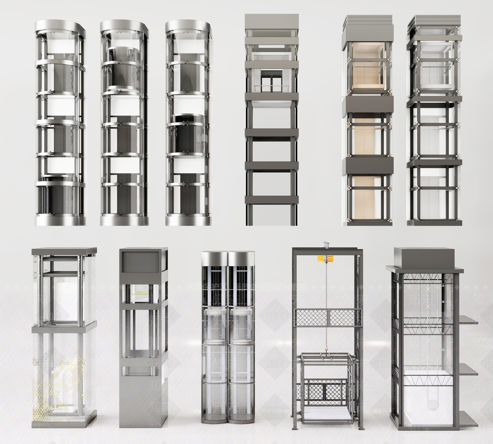 现代玻璃观光电梯3D模型下载【ID:1157371609】
