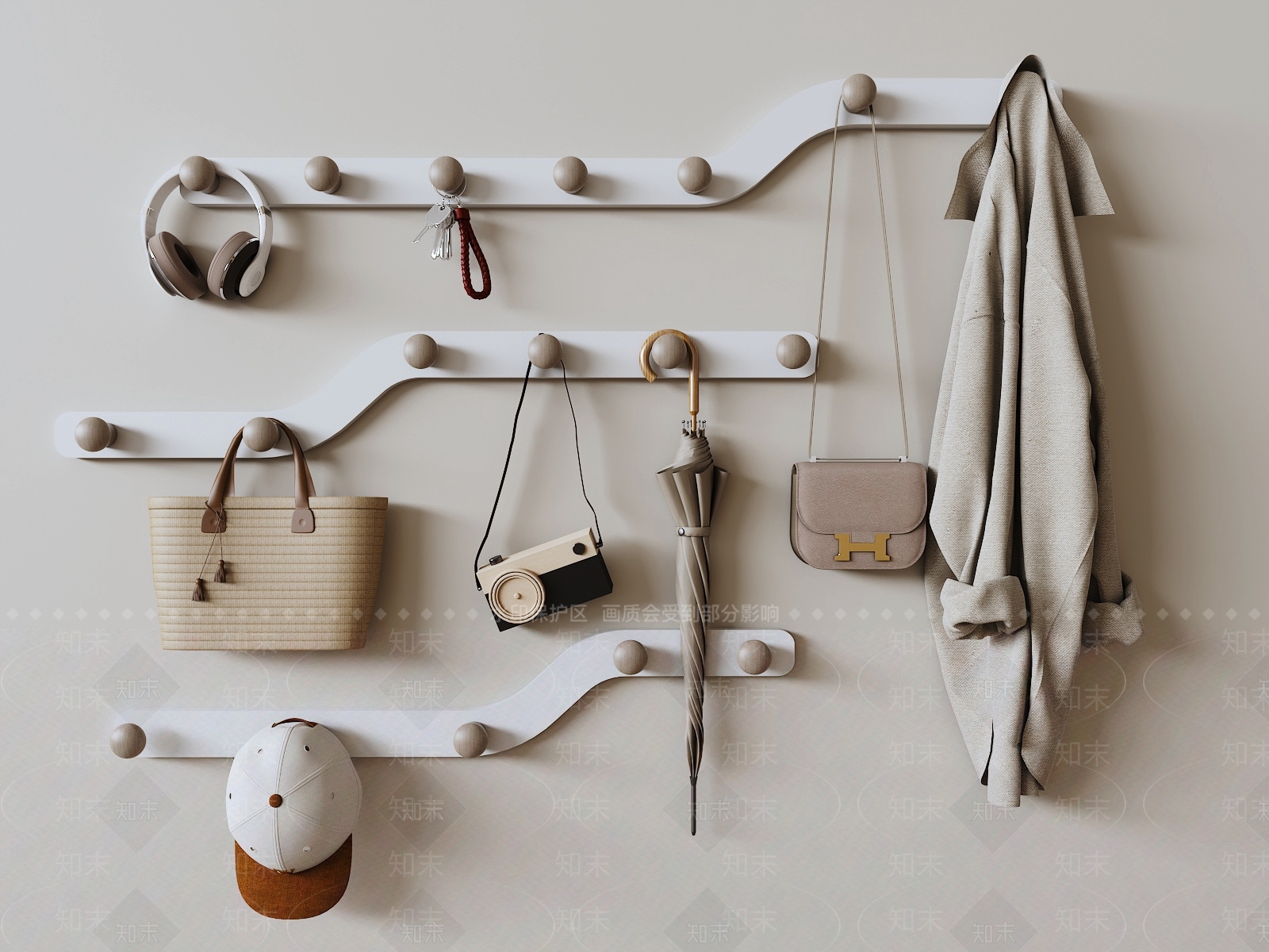 现代玄关衣服挂钩SU模型下载【ID:1157375747】