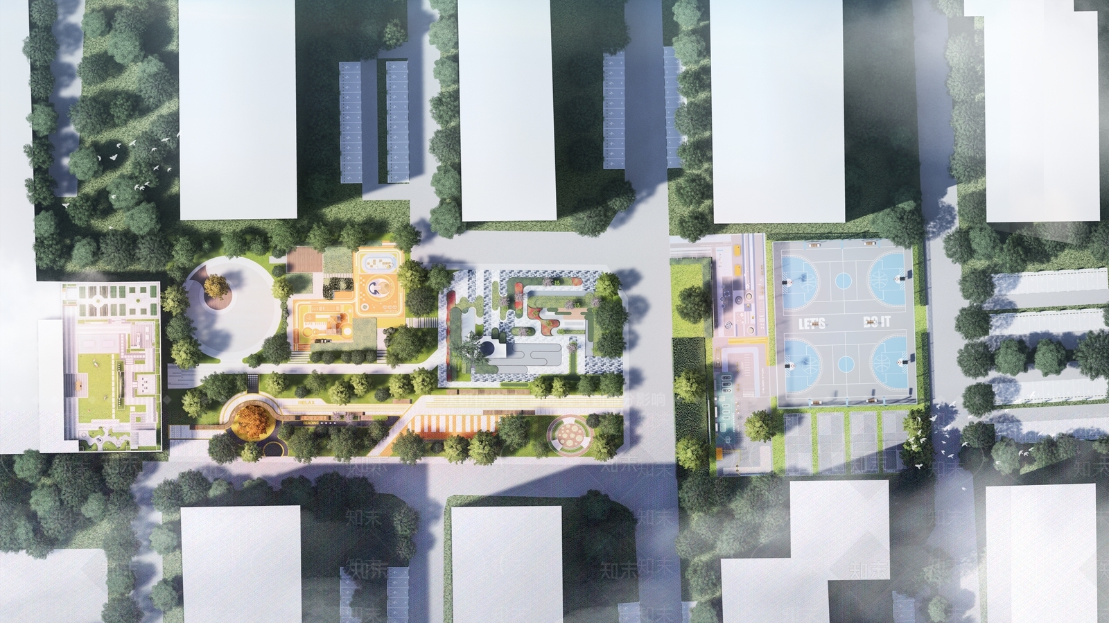 现代适老化小区景观SU模型下载【ID:1157377104】