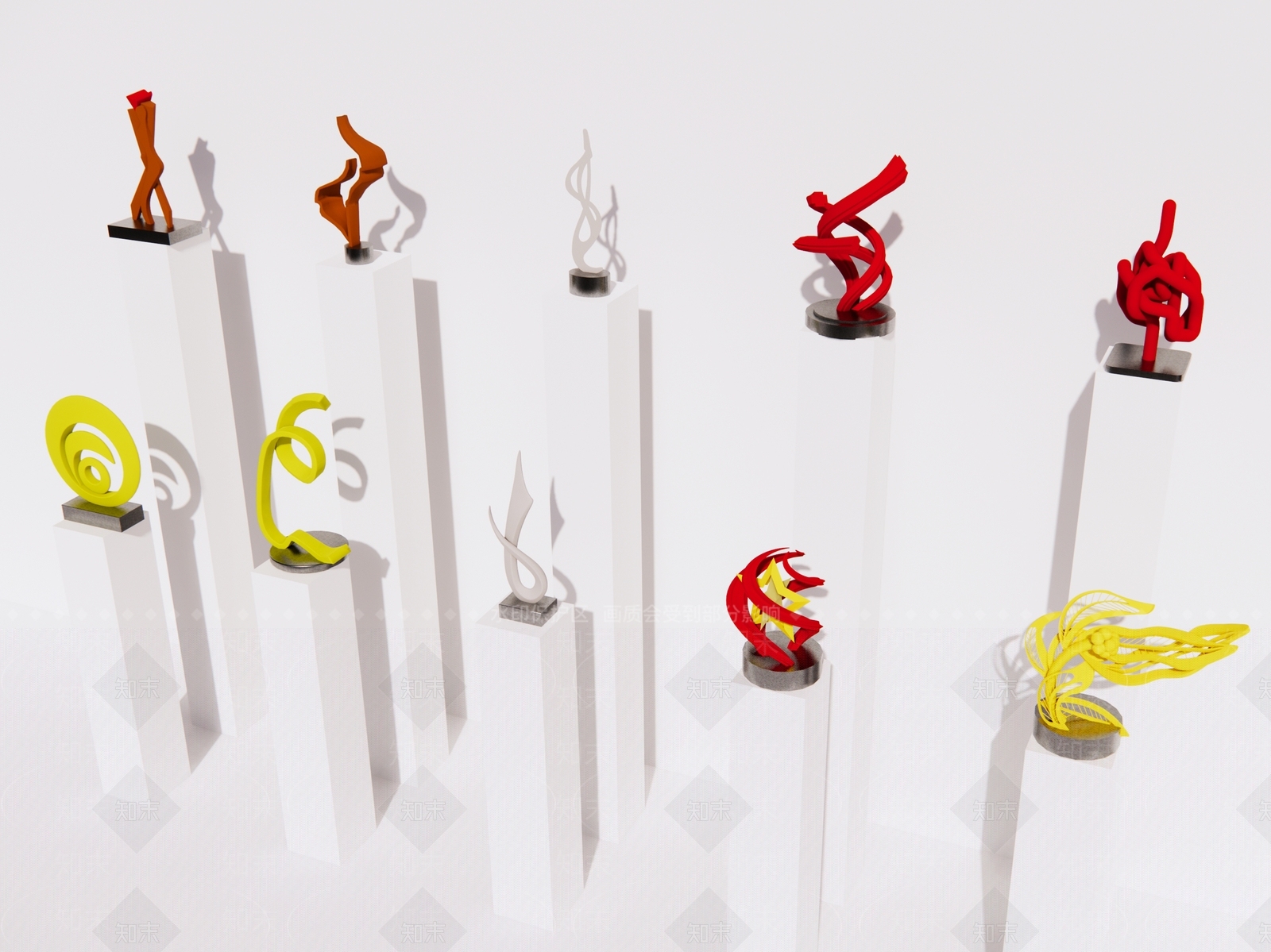 现代创意艺术雕塑摆件SU模型下载【ID:1157377660】