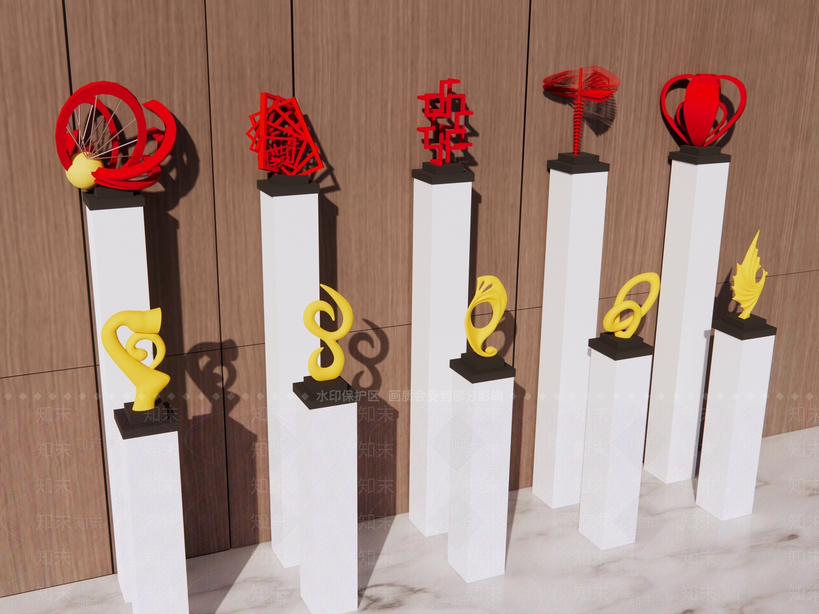 现代创意艺术雕塑摆件SU模型下载【ID:1157380403】