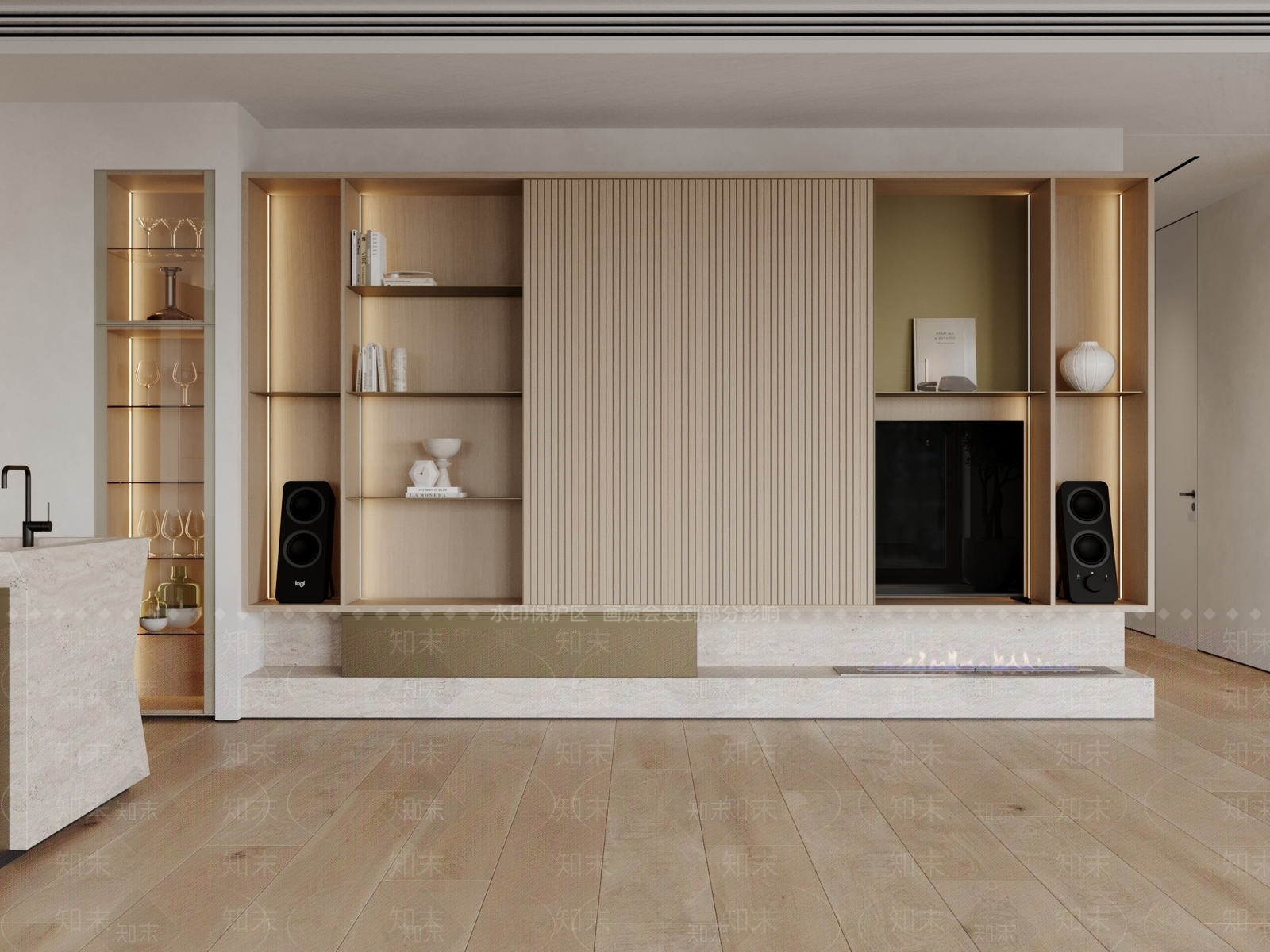 现代电视背景柜3D模型下载【ID:1157380967】