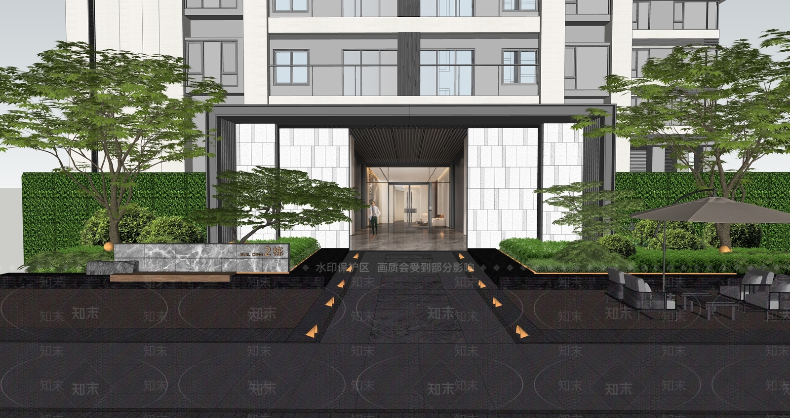 现代轻奢地产住宅入户门SU模型下载【ID:1157383478】