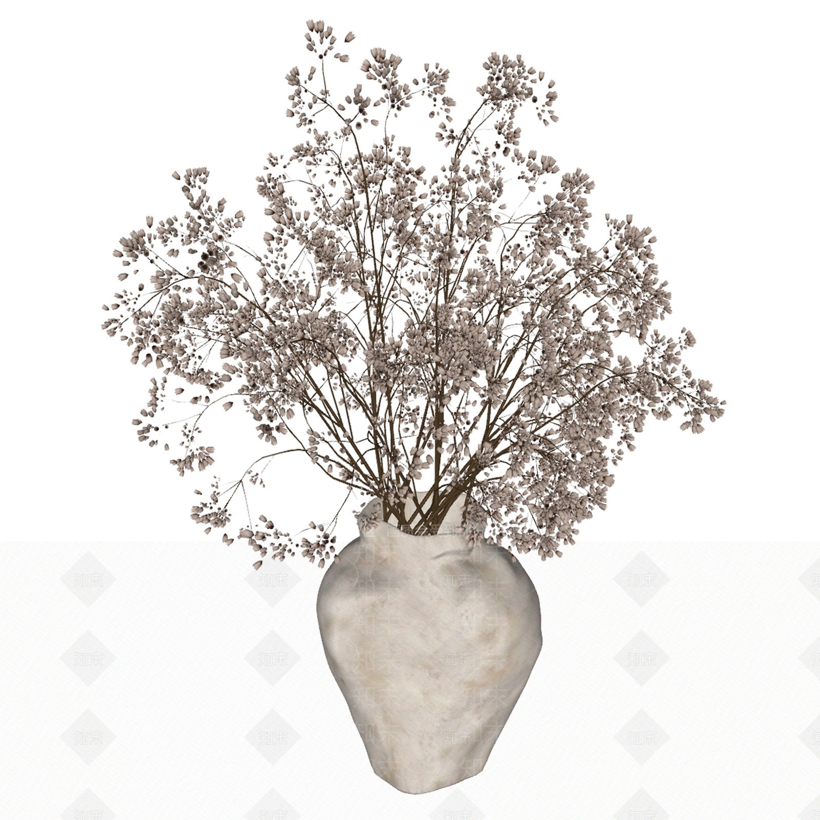 侘寂风干枝陶罐花瓶花艺SU模型下载【ID:1157383673】