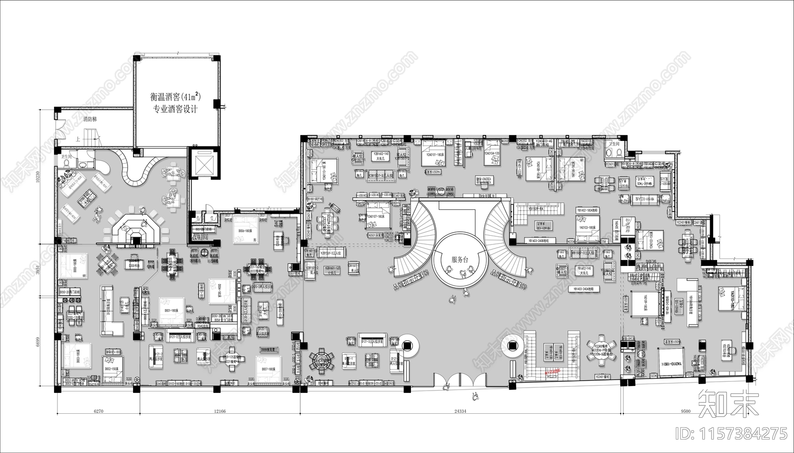 1000㎡品牌家具展厅平面布置图施工图下载【ID:1157384275】