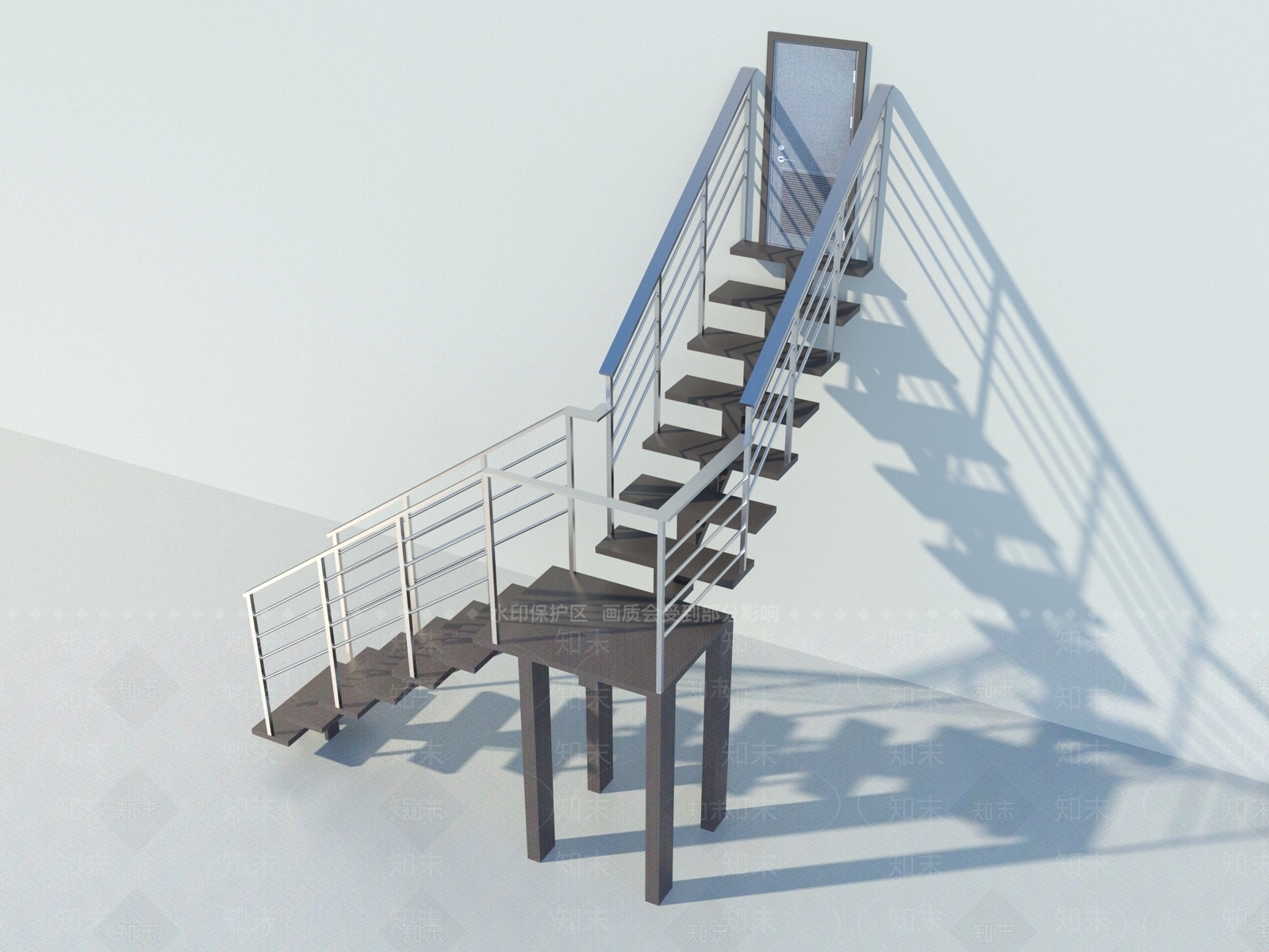 现代户外钢架楼梯3D模型下载【ID:1157384810】