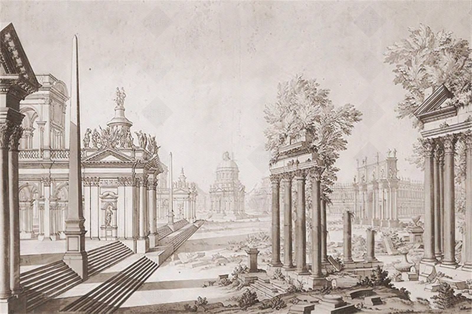 欧式壁布壁画装饰画线描贴图下载【ID:1157389600】