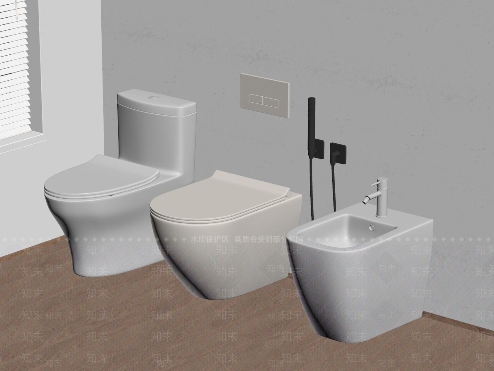 马桶座便器组SU模型下载【ID:1157390812】